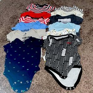 12 baby boy onesies 3-6 months-and  6-9 months